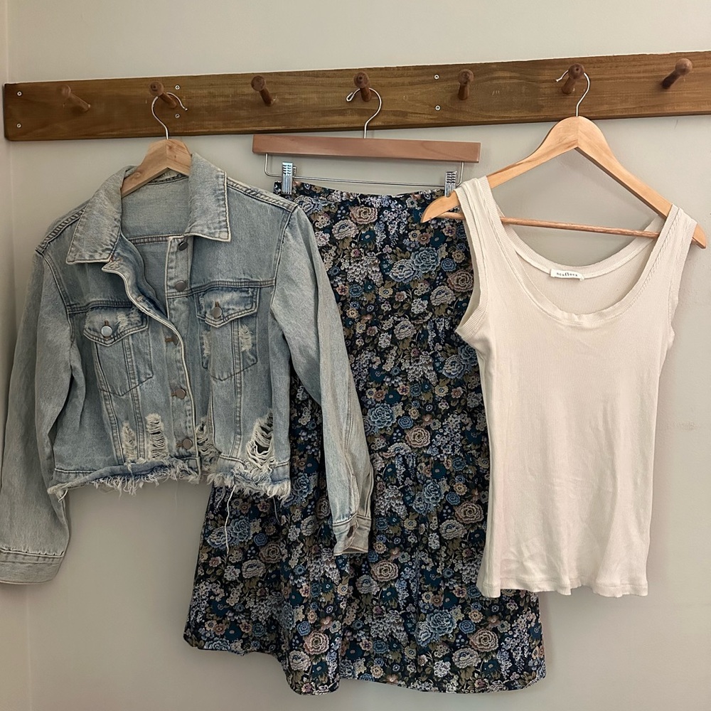 Blue Floral Midi Skirt
